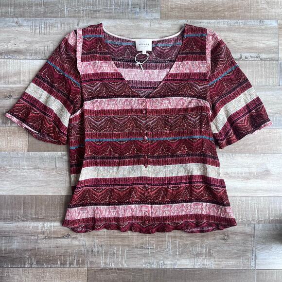 Sezane Tops - Sezane Cherry Blouse - Size 38 - Cotton Silk Blend